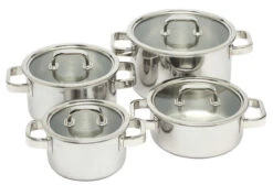 Spring Finesse Pannenset Met Glasdeksel Rvs Glans 4-delig