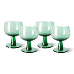 HK Living The Emeralds AGL4475 Wijnglas Laag ø 8,5 Cm Fern Groen 4-delig